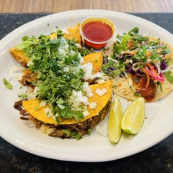 Quesabirria and Shrimp Taco