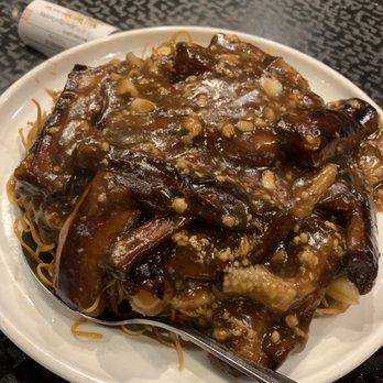 Dragon Beaux - Spicy eggplant with Crispy Eggplant Pan-Fried Crisp Noodles w/ Fried Sauce ( Zha-Jiang) - Dim Sum Near Me - San Francisco, California Dragon Beaux - Spicy eggplant with Crispy Eggplant Pan-Fried Crisp Noodles w/ Fried Sauce ( Zha-Jiang) - Dim Sum Near Me - San Francisco, California