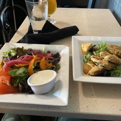 Raleigh Taproom - Side salad and fried green tomatoes