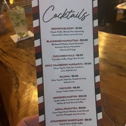 Bishop's Corner Cafe - Cocktail menu