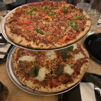 Koloa Pizza Kitchen + Bar - Custom bell pepper pizza on top. Margherita on the bottom. - Pizza Near Me - Koloa, Hawaii