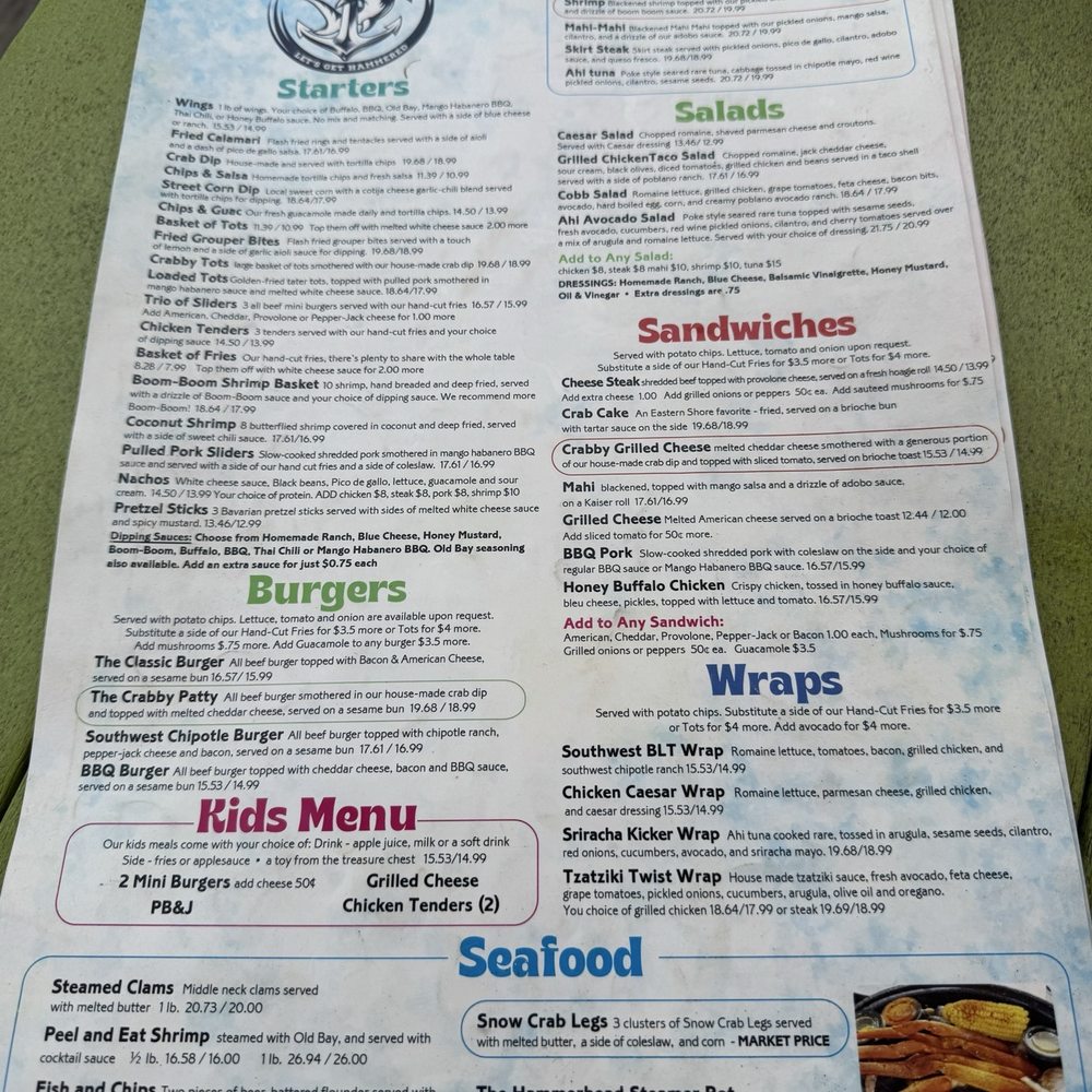 Hammerheads On the Beach - Menu - Burgers Near Me - Ocean City, Maryland