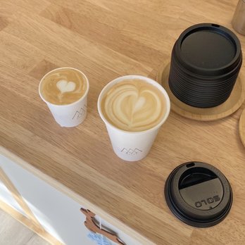 AM Craft - Left: Oat milk cortado  Right: Cuban latte w oat milk - Coffee & Tea Near Me - San Jose, California