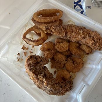 Nad's Chicken & Seafood - Chicken strips and shrimp with onion rings - Chicken Wings Near Me - Tempe, Arizona