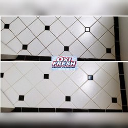 Oxi Fresh Carpet Cleaning - Tile & Grout Before and after photo in Shiloh.