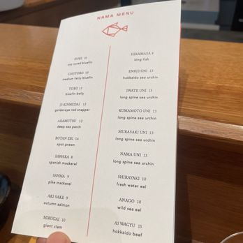 Akikos - nama menu provided towards end of omakase on 9.15.23 - Sushi Bars Near Me - San Francisco, California