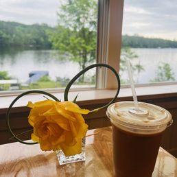 Great iced coffee and views.