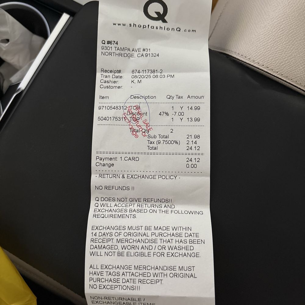 Q Luv Plus - Receipt - Women's Clothing Near Me - Los Angeles, California Q Luv Plus - Receipt - Women's Clothing Near Me - Los Angeles, California