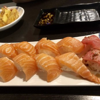 Super Sushi - Salmon and Garlic Tuna Nigiri - Sushi Bars Near Me - Las Vegas, Nevada Super Sushi - Salmon and Garlic Tuna Nigiri - Sushi Bars Near Me - Las Vegas, Nevada