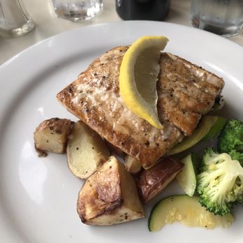 Red Canyon Lodge - Grilled Salmon with roasted rosemary potatoes and sautéed vegetables. - Resorts Near Me - Dutch John, Utah Red Canyon Lodge - Grilled Salmon with roasted rosemary potatoes and sautéed vegetables. - Resorts Near Me - Dutch John, Utah