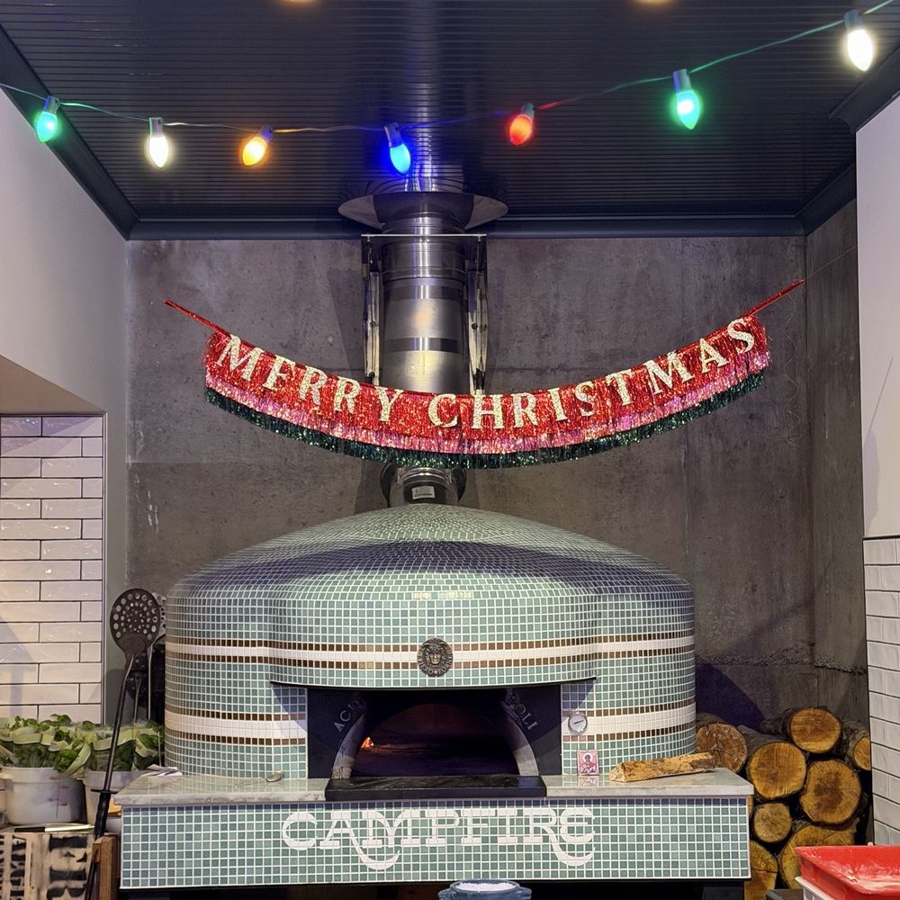 Pizza Oven decked out for the Holidays