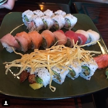 Bonsai Sushi - Top to bottom: California Roll, Rainbow Role & Tropical Roll - Japanese Near Me - Orlando, Florida Bonsai Sushi - Top to bottom: California Roll, Rainbow Role & Tropical Roll - Japanese Near Me - Orlando, Florida