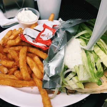 Agora Midtown - Ask for light lettuce for less lettuce than this ^ I'm a regular here and they're generous w lettuce on the gyros - Mediterranean Near Me - Atlanta, Georgia