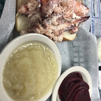 Eagles Nest Restaurant - Abundance of claw meat lobster roll with two sides $20. Normal folks get fries and slaw, but i got fresh beets and apple sauce! - Seafood Near Me - Brewer, Maine Eagles Nest Restaurant - Abundance of claw meat lobster roll with two sides $20. Normal folks get fries and slaw, but i got fresh beets and apple sauce! - Seafood Near Me - Brewer, Maine