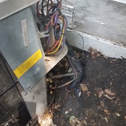 AC United - Blue Zone Heating and Air came out 7/9 and immediately found all oil/freon leaked out on the ground. These are pics of AC United "repairs"