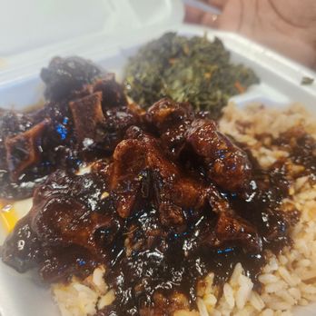 Island Cuisine - Oxtails, rice and greens - Caribbean Near Me - Charlotte, North Carolina Island Cuisine - Oxtails, rice and greens - Caribbean Near Me - Charlotte, North Carolina