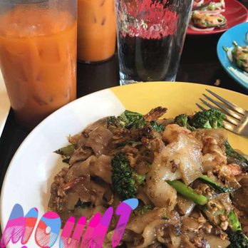 Mana Thai Cuisine - Shrimp pad see yew and Thai iced tea! Yummm - Thai Near Me - Mount Kisco, New York Mana Thai Cuisine - Shrimp pad see yew and Thai iced tea! Yummm - Thai Near Me - Mount Kisco, New York