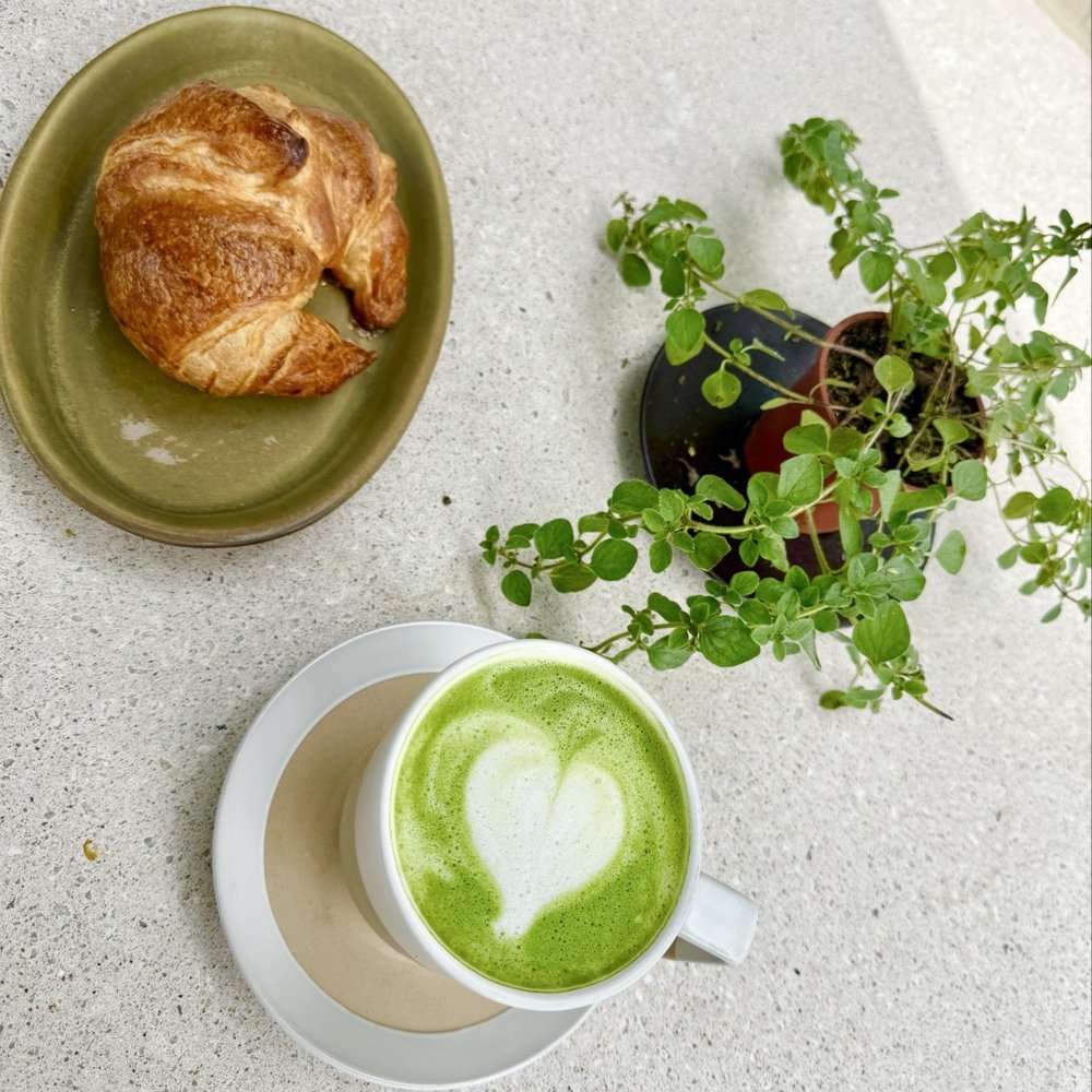 Dot Cafe - Matcha with croissant - Coffee & Tea Near Me - San Diego, California Dot Cafe - Matcha with croissant - Coffee & Tea Near Me - San Diego, California