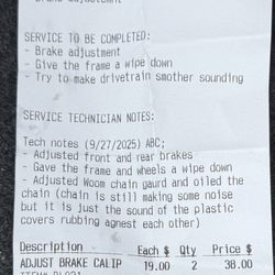 Trek Bicycle Encinitas - Receipt.
