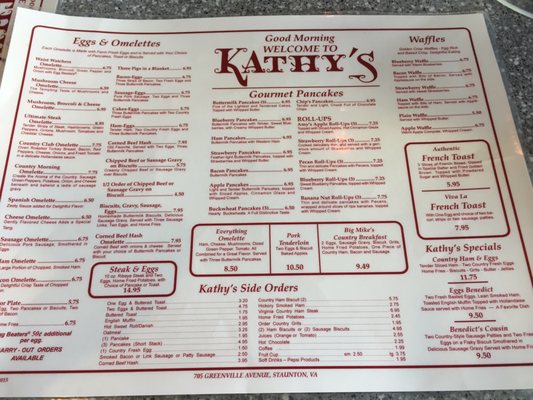 Menu photo 7 Kathy's Restaurant Staunton, VA