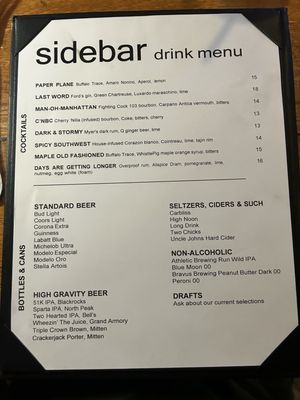 Menu photo 1 Side Bar East Lansing East Lansing, MI