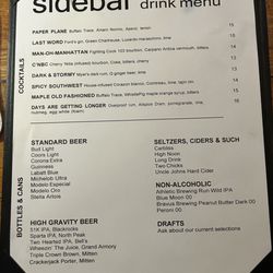 Cocktail menu
