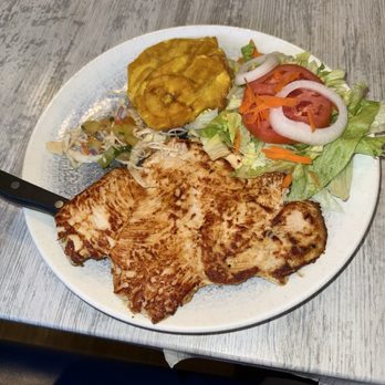 El Atlacatl - Pollo a la parilla with salad and tostones - Salvadoran Near Me - Miami, Florida El Atlacatl - Pollo a la parilla with salad and tostones - Salvadoran Near Me - Miami, Florida