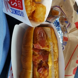Sonic Drive-In - Bacon cheese Pretzel dog