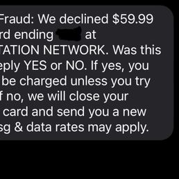 This was a chase fraud alert I received after using this Zaxbys drive thru. This was a chase fraud alert I received after using this Zaxbys drive thru.