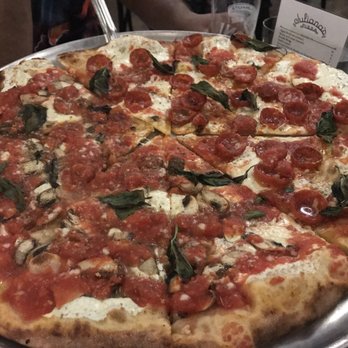 Juliana's - Half marinara with mushrooms and garlic! Half with pepperoni - Pizza Near Me - Brooklyn, New York Juliana's - Half marinara with mushrooms and garlic! Half with pepperoni - Pizza Near Me - Brooklyn, New York