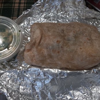 Chipotle Mexican Grill - Size of burrito compared to small salsa. - Fast Food Near Me - Williamsport, Pennsylvania