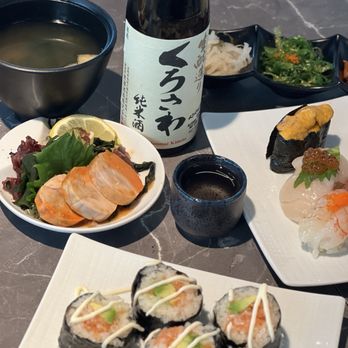 Sushi Blissba - My favorite bottle of sake paired with nigiri, rolls and monkfish liver - Japanese Near Me - Cypress, California