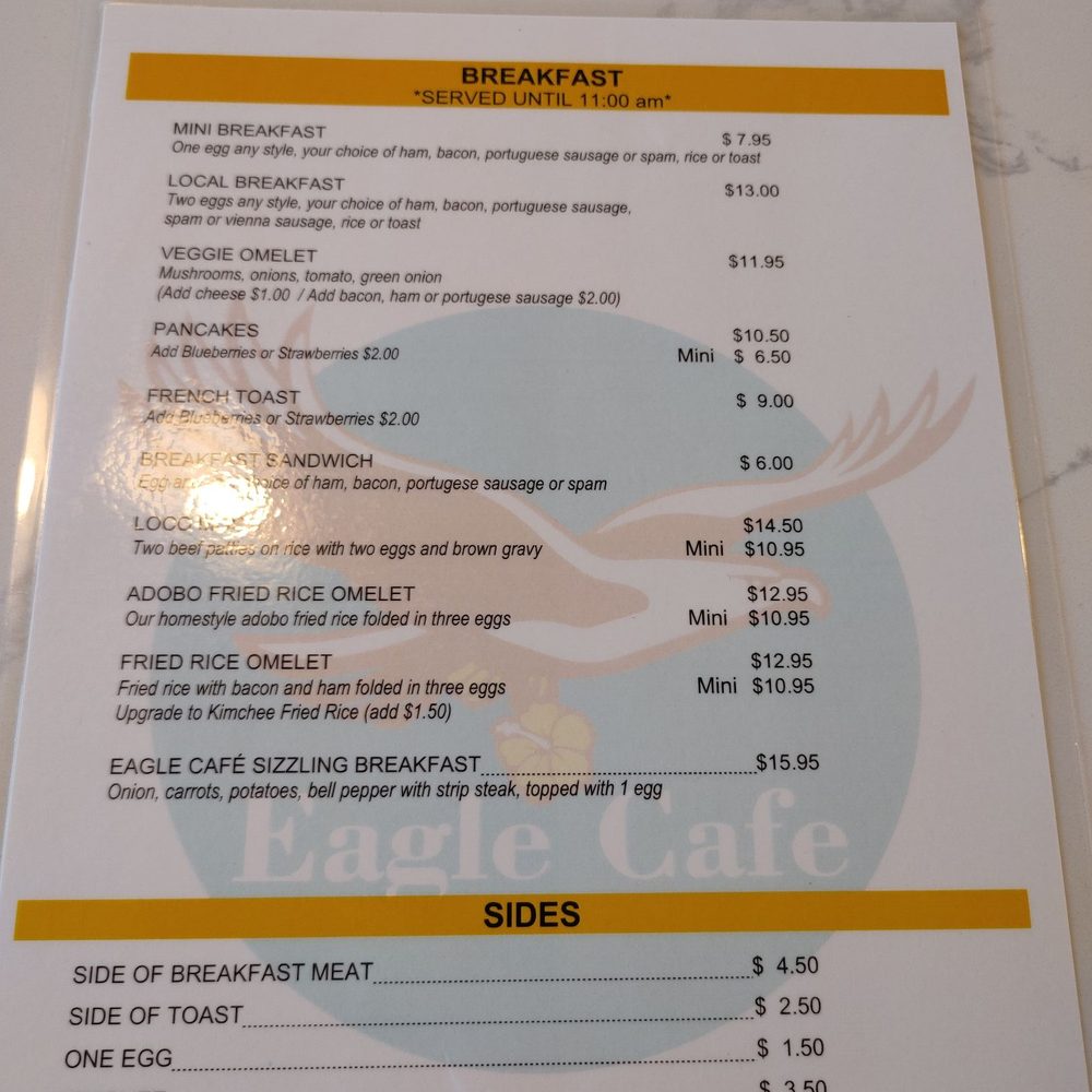Eagle Cafe - Breakfast menu - Breakfast & Brunch Near Me - Honolulu, Hawaii Eagle Cafe - Breakfast menu - Breakfast & Brunch Near Me - Honolulu, Hawaii