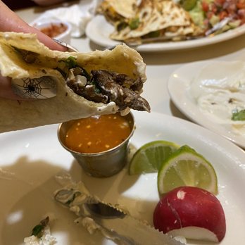 Mi Pueblito Orient Heights - Beef taco.. trust me when I say this taco is delicious as is!! Chicken quesadilla in the background  as well! - Mexican Near Me - Boston, Massachusetts