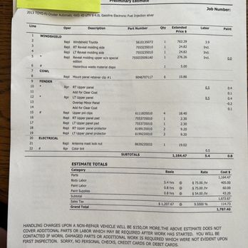 South Bay Auto Glass - Bill to fix everything Carlos damaged and replace the windshield correctly. - Auto Glass Services Near Me - Hawthorne, California