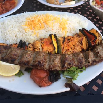 Sufi's Kitchen - Chicken and lamb kabobs with saffron basmati rice - Persian/Iranian Near Me - Atlanta, Georgia Sufi's Kitchen - Chicken and lamb kabobs with saffron basmati rice - Persian/Iranian Near Me - Atlanta, Georgia