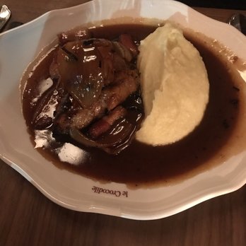 Le Crocodile - Sweetbreads with lardon and mashed potatoes - French Near Me - Brooklyn, New York Le Crocodile - Sweetbreads with lardon and mashed potatoes - French Near Me - Brooklyn, New York