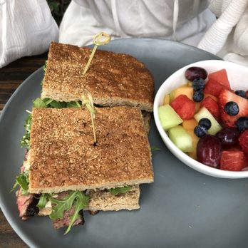 Fratelli Cafe - Filet Mignon Sandwich with a side of fruit instead of salad! - Coffee & Tea Near Me - Los Angeles, California Fratelli Cafe - Filet Mignon Sandwich with a side of fruit instead of salad! - Coffee & Tea Near Me - Los Angeles, California