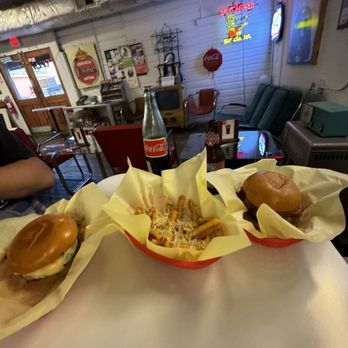 Stanton's City Bites - The Holy cow on the left, italian fries in the middle, Miss Piggie Burger on the right - Burgers Near Me - Houston, Texas