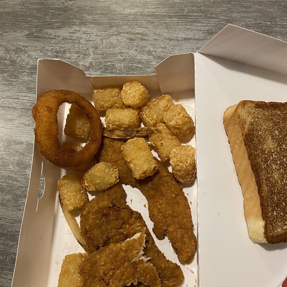 Sonic Drive-In - Chicken strip dinner basket with one onion ring. - Burgers Near Me - Sioux Falls, South Dakota