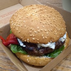 Grill'd - The Demogorgon Burger. Close up. Absolutely mouth watering.