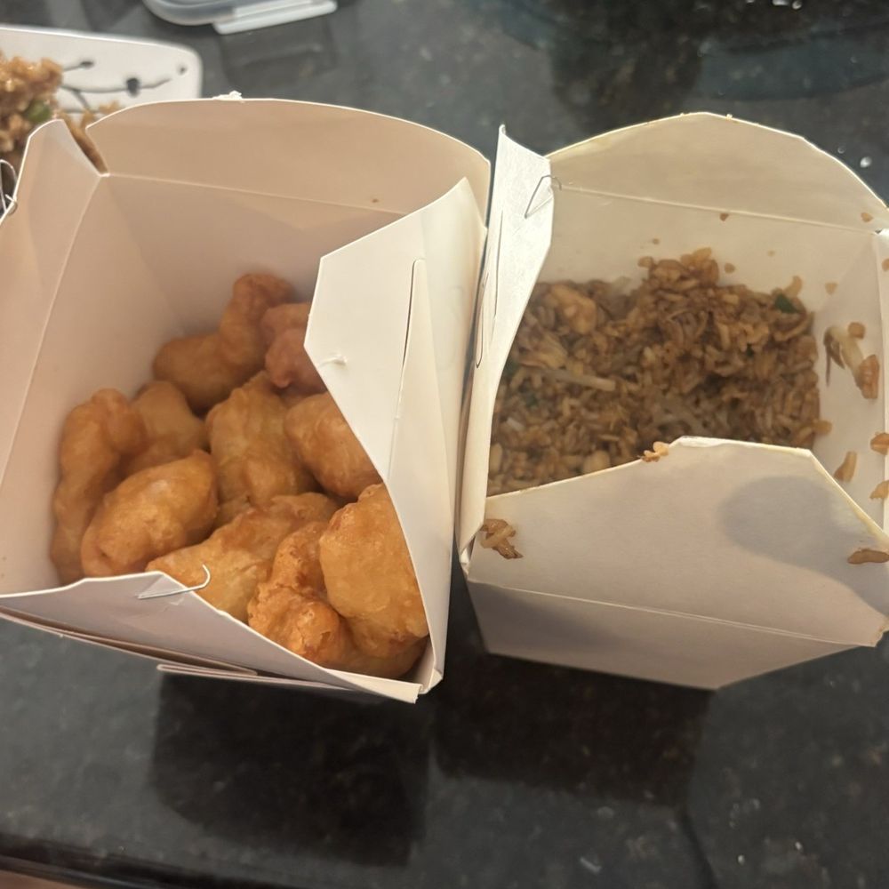 Hong Kong Restaurant - fried rice and sweet n sour chicken (sauce not in photo, comes in separate container so you can decide how much you want) - Chinese Near Me - Aurora, Illinois Hong Kong Restaurant - fried rice and sweet n sour chicken (sauce not in photo, comes in separate container so you can decide how much you want) - Chinese Near Me - Aurora, Illinois