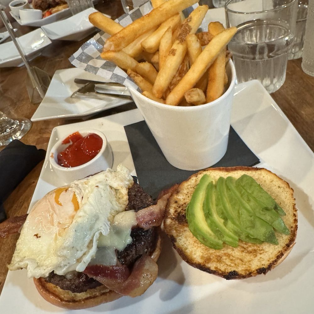 Estella - Breakfast burger with fries - American Near Me - Boston, Massachusetts
