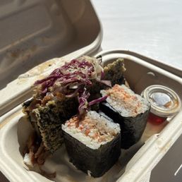 Yuzu pork musubi taco and crunch shrimp musubi Yuzu pork musubi taco and crunch shrimp musubi