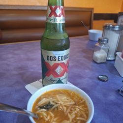 La Nueva Frontera Mexican Grill - The fideo bowls with a XX beer.  Beer was nice and cold and the fideo was flavorful.