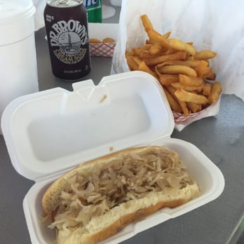 Mad Dogs - Kraut & Spicy Mustard. HUGE order of fries! Also, I'm a sucker for Dr. Brown's! - Hot Dogs Near Me - Venice, Florida Mad Dogs - Kraut & Spicy Mustard. HUGE order of fries! Also, I'm a sucker for Dr. Brown's! - Hot Dogs Near Me - Venice, Florida