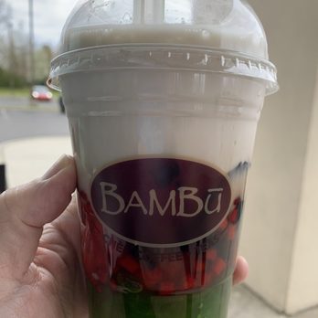 BAMBU - Bambu Favorite: red tapioca, grass jelly, pandan jelly and coconut milk. - Bubble Tea Near Me - Stony Brook, New York