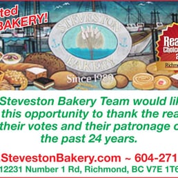 Steveston Bakery was voted the Best Bakery in Richmond for 2013