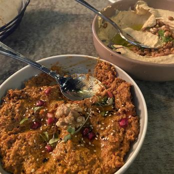 Ammatoli - Muhammara was AMAZING! next to it is the spicy hummus . Def get fresh pita - Mediterranean Near Me - Long Beach, California Ammatoli - Muhammara was AMAZING! next to it is the spicy hummus . Def get fresh pita - Mediterranean Near Me - Long Beach, California