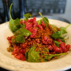 Manfreds - Beef Tartare, Spinach, Egg Yolk, Bread Crumbs @endoedibles on Instagram for more